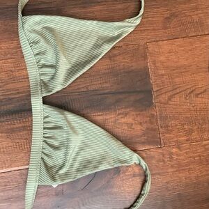NBW Aerie Olive Ribbed Bikini Top